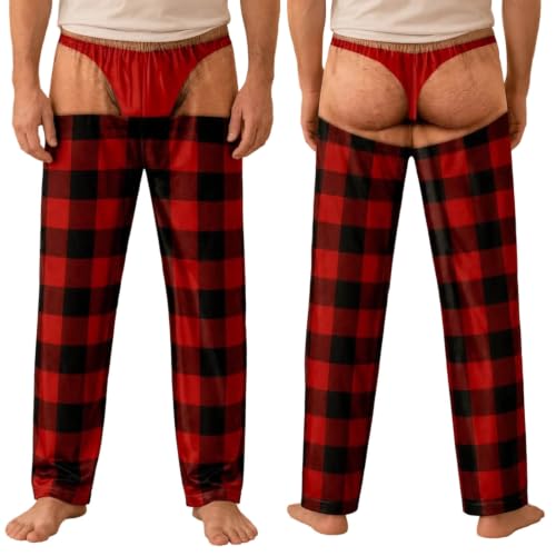 Thong Pajama Pants Man Ugly Christmas Butt Print Loungewear Party & Present - image 2