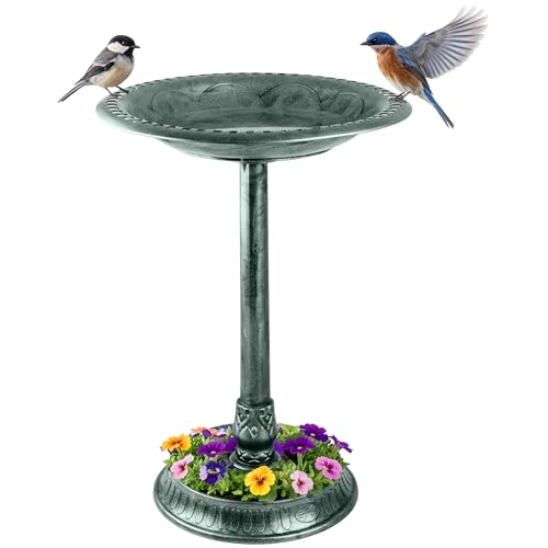 Pure Garden Pedestal Bird Bath with Planter Base