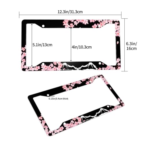 Cherry Blossom and Mountain License Plate Frame 2 Pack Universal US Car Plate Holder Cover Accessories Decor with Screw for Women Man 12.3 x 6.3 Inch by Gayruaicjz - Image 4