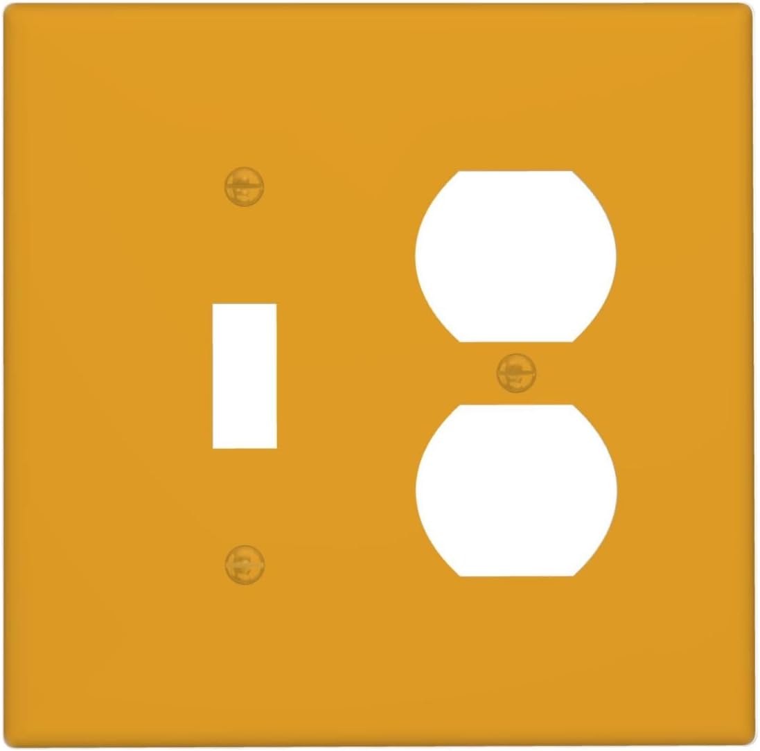 Amber Yellow Outlet Covers Golden Yellow 2 Gang Decorative Light Switch Cover Single Toggle Duplex Wall Plate for Electrical Outlets Switch Plate Covers Warm Accent Color for Kitchen Hallway