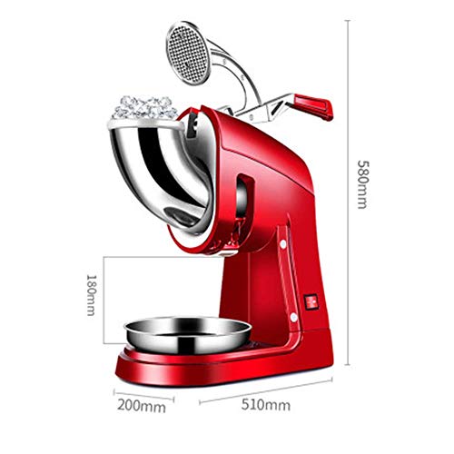 Suuim Tritaghiaccio Elettrico A Doppia Lama in Acciaio Inossidabile 300Kg/H, Macchina Tritaghiaccio Professionale per Bevande Fredde, Dessert di Frutta E Cocktail, Rosso
