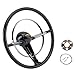 Speedway Motors 15 Inch Steering Wheel and Adapter Plate, Fits 1955-56 Chevy, 3-Spoke Design with Black and Chrome Finish Replaces Original 18 Inch Steering Wheel