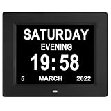 Digital Calendar Day Clock with 8 Inch Display Screen, Digital Clock with Date and Day for Elderly,