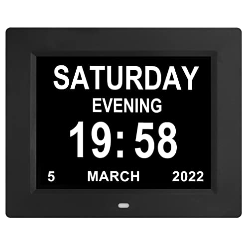 Digital Calendar Day Clock With 8 Inch Display Screen, Digital Clock With Date And Day For Elderly, Auto Dimming/ 8 Alarms Clock, Dementia Clock For Vision Impaired, Seniors, Memory Loss, Black #TOP24