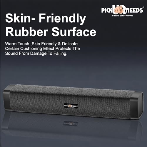 Image of Pick Ur Needs Rechargeable 10W Wireless Bluetooth Soundbar Speaker with 1200mAh Battery, FM Radio, TF Card, USB & AUX Support - 4 Hours Playtime Home & Outdoor Speakers (Black)