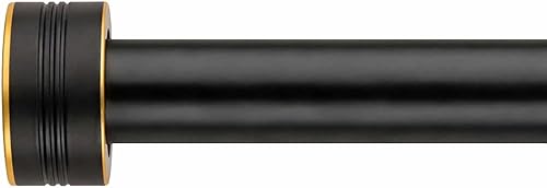 Black Gold Curtain Rod for Windows 18 to 88 Inches,1 Inch Adjustable Drapery Pole,Heavy Duty Outdoor/Indoor Modern Curtain Rods,Easy Installation(Black Gold 18"-88")