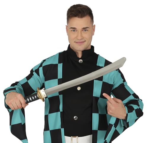 FIESTAS GUIRCA | Espada Samurai de Juguete (70 cm) - Accesorio de Disfraz para Ninjas y Guerreros - Ideal para Halloween, Carnaval y Fiestas Temáticas - Para Niños y Adultos - Plata