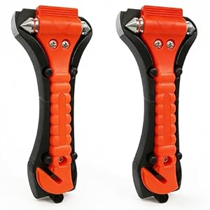 BFXM Car Window Breaker Hammer and Seat Belt Cutter 2-in-1, 2 Packs