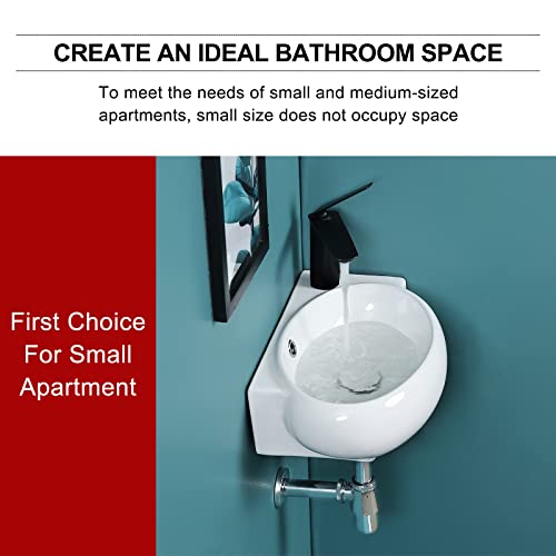 Davivy 17.1" X 12" Wall Mount Bathroom Sink With Pop Up Drain And Installation Kit,Bathroom Corner Sink,White Vessel Sink,Small Bathroom Sink,Bowl Sinks For Bathrooms #TOP6