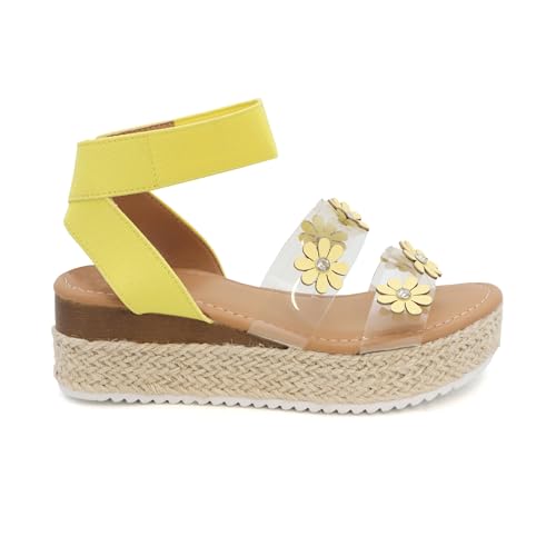 YOKI MALLEN-03Y Girls Platform Sandals With Floral Details – Cute Espadrille Wedges, Dressy Summer Sandals for Girls4