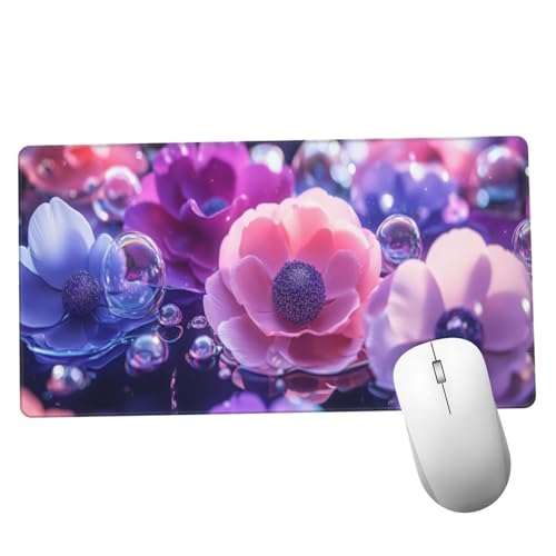 Rojo Alfombrilla Ratón 1400x600x3mm Alfombrilla Raton XXL Grande con Base de Goma Antideslizante, Lavable, Accesorios Gaming Flor, Ordenador Gamer Regalos, Mouse Pad Gaming Mejora La Velocida Y1304