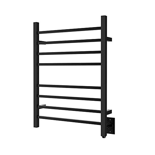 HEATGENE Towel Warmer, Heated Towel Warmer Rack, Wall-Mounted Hardwired/Plug-in Electric Towel Warmers for Bathroom, Hot Towel Rails - Matte Black
