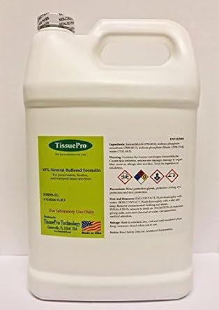 Tissue Pro - 10% Neutral Buffered Formalin NFB Ready-to-Use Histological Tissue Fixative, Formaldehyde Wet Specimen Preservation, Research, 1 Gallon