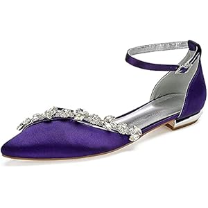 Bruiloft schoenen vrouwen platte ballerina’s dames platte gesp satijnen strass puntige neus bruids schoenen jurk schoenen,B,US10.5/EU42/UK8.5