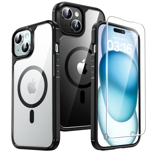TAURI fĂĽr iPhone 15 Plus HĂĽlle 6,7" mit Schutzfolie - Schwarz
