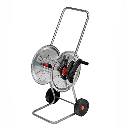 La zappa Avvolgitubo a carrello in acciaio zincato con ruote per irrigazione e giardinaggio (1/2' x 50 metri)