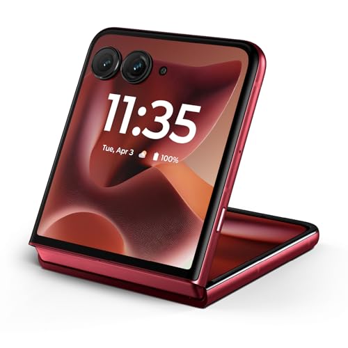 Image of Motorola Moto Razr Ultra 5G 2025, 512GB + 16GB RAM, Pantone Rio Red - Unlocked (Renewed)