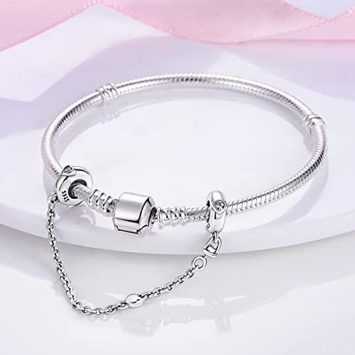 MULA 925 Sterling Silver Safety Chain for Charms Bracelets Dangle Pendants Beads Cute Cat Moon Flower Jewelry Charms for Women2