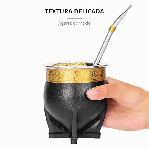 Miniatura 4 de Taza De Acero Inoxidable 304 Argentina Yerba Mate Con Pajita Para Té, Taza De Calabaza, Una Bombilla Mate Pajita , Un Cepillo De Limpieza Negro