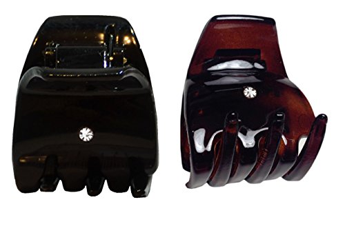 Parcelona France Mignon Black Shell Small Jaw Hair Claw Clip With Crystal