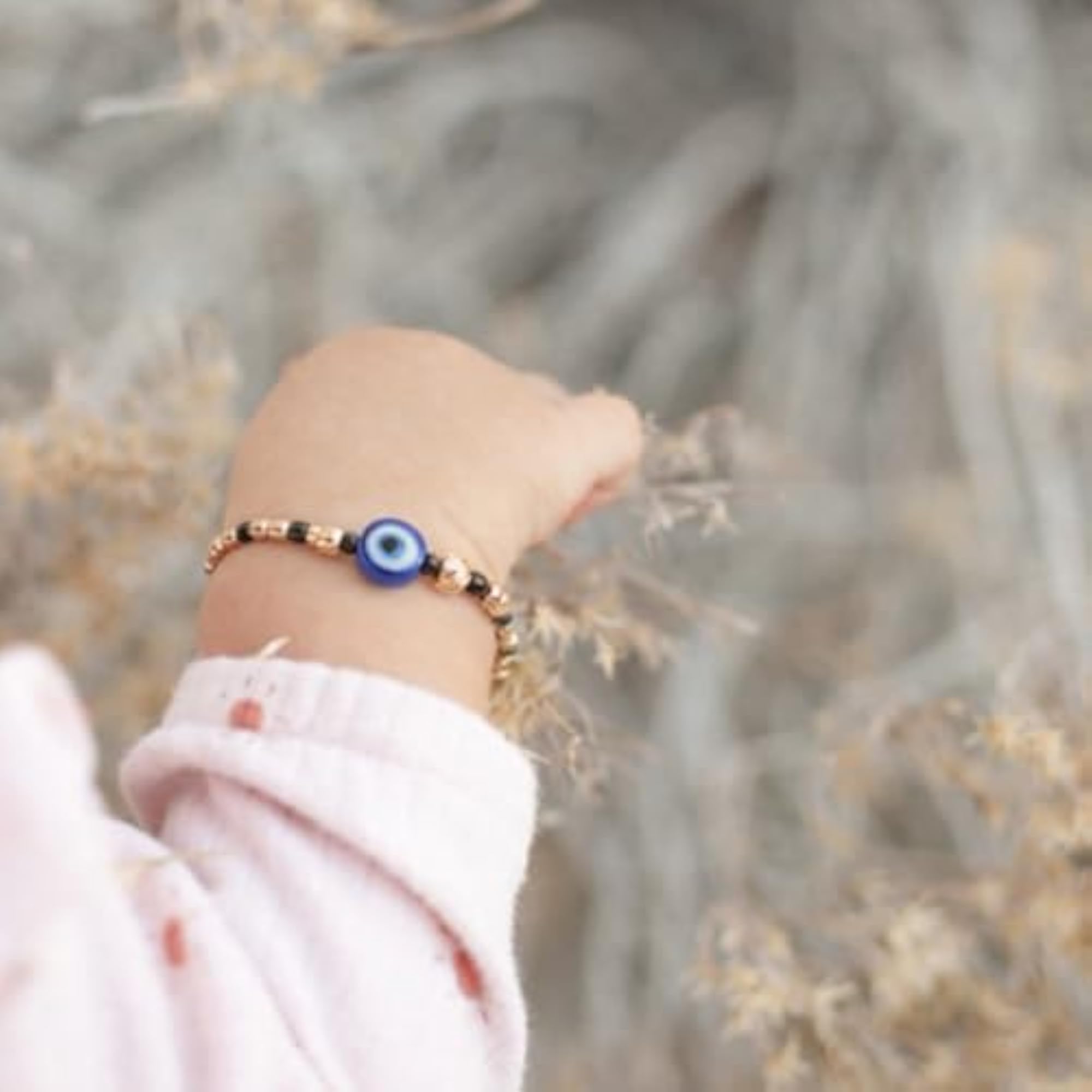 Kids' White Stone Beaded Bracelet Pair, 925 Sterling Silver Gift