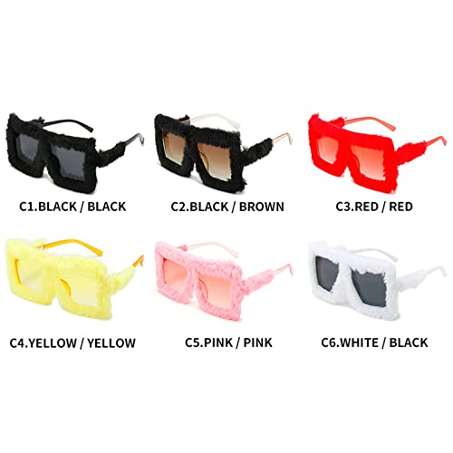 Cute Square Sunglasses Women Men Soft Furry Sun Glasses Ladies UV400 Shades Female halloween prom party Eyewear Oversized3