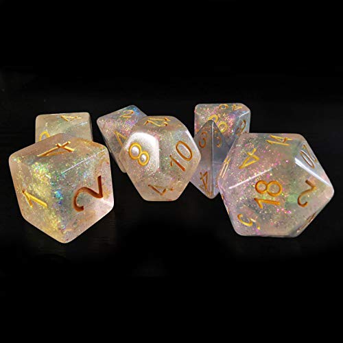 Bescon Shimmery Dice Set Pink-Glaze, RPG 7-dice Set in Brick Box Packing