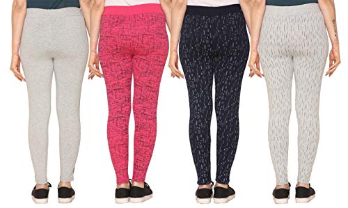 Image of SHAUN Women Free Size (Waist Size-26-34 inch) Stretchable Jegging (Length 37-39 inch Pack of 4)