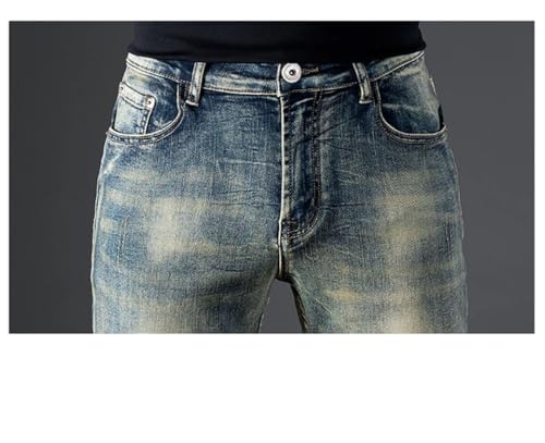 Men's Vintage Washed Jeans Nostalgic Stretch Slim Straight Jeans3