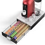 KES Natural Marble Top Coffee Pod Holder Drawer, Adjustable Metal Coffee Pod Organizer Fit All Pods Size (Nespresso Vertuo, K-cup, Nespresso Origin Capsules), 40/52Pcs Capacity, Black, KCPH503-BK