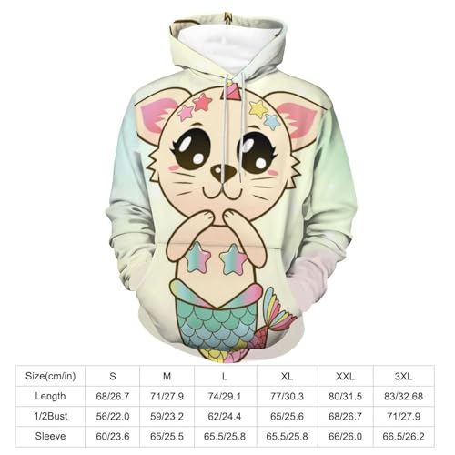 Sweatshirt à capuche chat sirène unisexe pull décontracté - 2