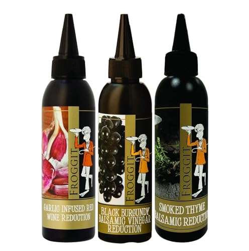 Froggit 3-Piece Garlic Infused Red Wine Vinegar, Burgundy Bliss Balsamic