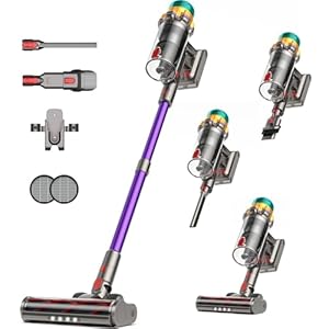 Cordless Vacuum Cleaner, 48KPA 550W 65Mins Self-Standing Vacuum Cleaners for Home, Cordless Stick Vacuum with Oversized Dust Cup, Rechargeable Vacuum for Hardwood Floor, Carpet, Pet Hair