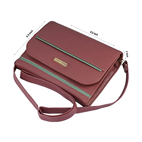 Image of ALSU Women's trendy Sling Bag | handbag | purse | crossbody bag| deattachable straps | adjustable straps |card slots 4| side bag| phone pocket