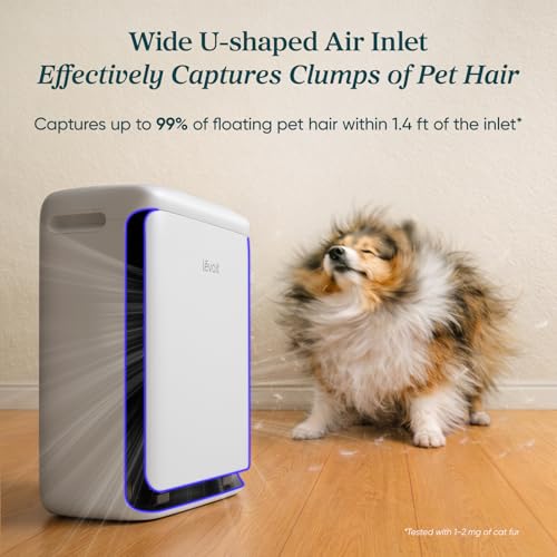 Image of LEVOIT Air Purifier for Home Pets Large Room with Washable Pre-filter, Dual Sensors for Heavy Pet Hair & Allergies, High-Carbon Filter for Dander & Odor, Smart APP Control, Vital Pet White
