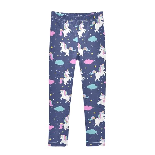 Girls' Athletic Leggings Ankle Length Yoga Dance Pants Kids Teen 4T Clouds Stars Unicorn