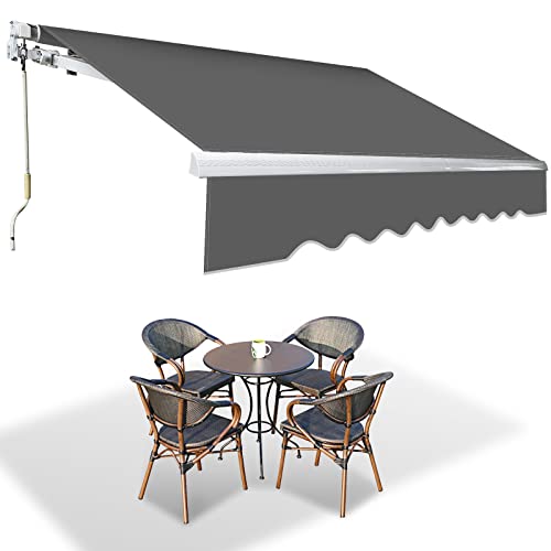 Izrielar Store Banne Manuel 250/300/350cm Marquise de Balcon avec manivelle résistante aux UV, Protection Solaire, Marquise articulée pour Balcon, terrasse, Jardin - 300 x 250 cm Gris