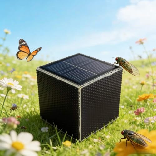 Solar Powered Pest Sound Simulator, 20W for Outdoor Sound Device with 6-Sided Solar Power Generation, Square Design for Garden Backyard for educational Play and Patio Decor, Black - Image 3