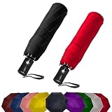SIEPASA 2 Packs Windproof Travel Compact Umbrella, 8-Ribs Anti-UV Waterproof Folding Umbrella with T