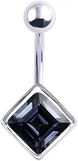 مجوهرات ثقب السرة الماسية مربعة الشكل - اسود