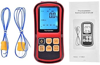 Digital Thermocouple Thermometer Dual-Channel LCD Backlight Temperature Meter Tester with 2 K-Type Thermocouple for E/J/K/N/R/S/T