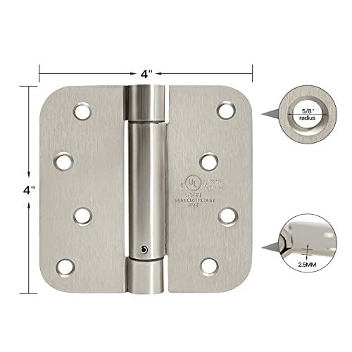 4 Inch Self Closing Satin Chrome Door Hinge 5/8" Radius Corner 3Pack #TOP4