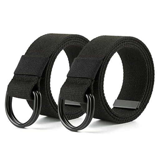 Canvas Belt for Mens/Women, 1.5 inch Wide Web Belt with Metal Double D Ring Buckle,Set of 2 (BLACK, 44"-47")