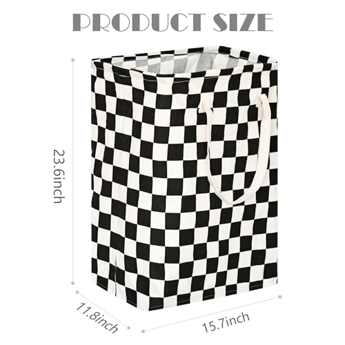 Image of MAIZMZ Checkered Laundry Basket Foldable Kids Hamper Storage Bins Women Waterproof Organizer Toy Box Large Canvas for Home /Dorm /Kitchen /Pet /Office /Closet /Shelf /Living Room Decor Baskets