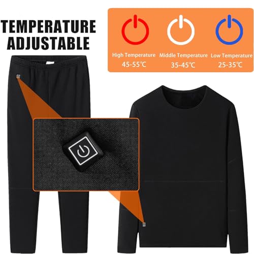 22 Areas Heating Underwears Set,USB Electric Heated Ski Heating Body Suit 3 Gear Temperature Smart Control for Unisex4