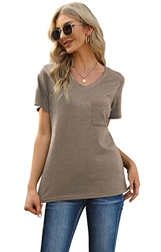 Image of RUBZOOF Women's Short Sleeve Pajama Sets with Pockets Casual V Neck 2 Piece Lounge Sets S-3XL