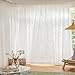 CHEFRU White Pinch Pleated Lace Flower Window Sheer Curtains 96 Inches Long 2 Panels, Gently Filter Light See Through Semi Sheer Window Panels Drapes, 42