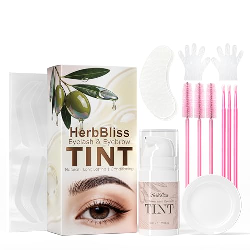 Eyelash & Eyebrow Color Kit with Olive Oil and Jojoba Oil, 2 in 1 Professional Eye Lash Tint & Brow Dye, Safe & Easy to Use with Natural Results, Gentle on Skin for Beginner Salon Beauty 5ml (Black)