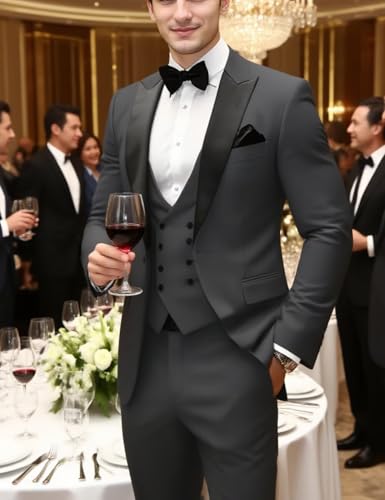 Tuxedo for Men 3 Piece Men's Suit Slim Fit Mens Tuxedo Suit Set Double Breasted Vest Blazer Pants Wedding Prom3