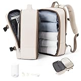 suradar Mochila de viaje al vacío con bomba de compresión, mochila de compresión al vacío para bolsas de cabina Ryanair de 40 x 20 x 25 pulgadas, bolsa de aire Ryan de 40 x 20 x 25 pulgadas, Beige con